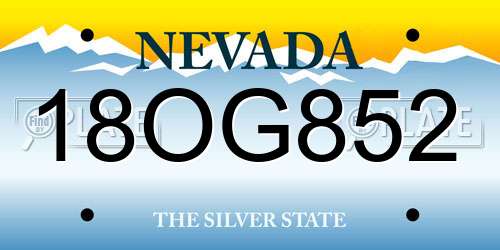 18OG852 Nevada License Plate