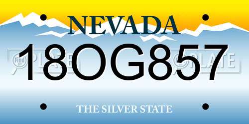 18OG857 Nevada License Plate