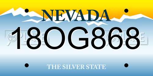 18OG868 Nevada License Plate