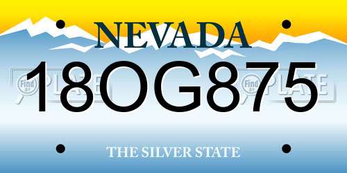 18OG875 Nevada License Plate