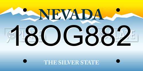 18OG882 Nevada License Plate