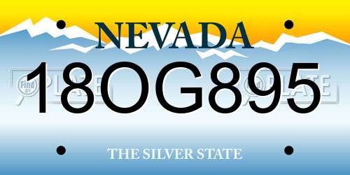 18OG895 Nevada License Plate