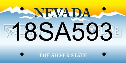 18SA593 Nevada License Plate