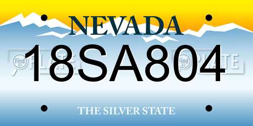 18SA804 Nevada License Plate