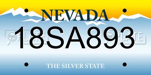 18SA893 Nevada License Plate
