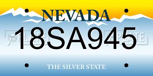 18SA945 Nevada License Plate