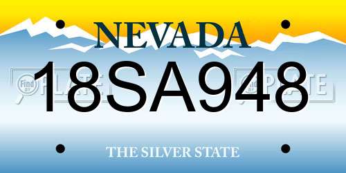18SA948 Nevada License Plate