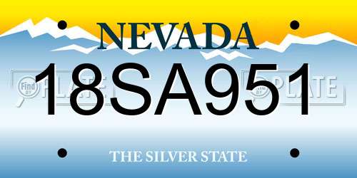 18SA951 Nevada License Plate