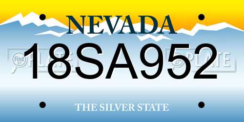 18SA952 Nevada License Plate
