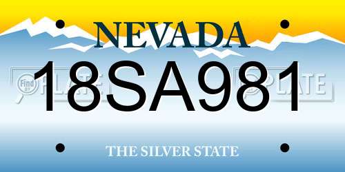 18SA981 Nevada License Plate