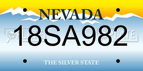 18SA982 Nevada License Plate