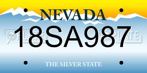 18SA987 Nevada License Plate