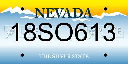 18SO613 Nevada License Plate