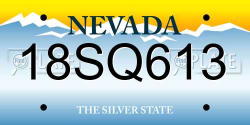 18SQ613 Nevada License Plate