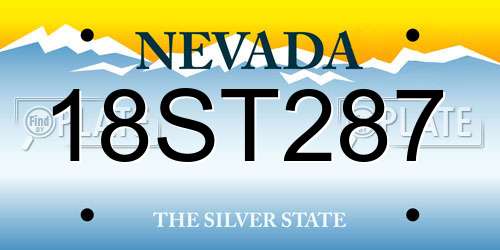 18ST287 Nevada License Plate
