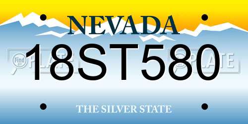18ST580 Nevada License Plate