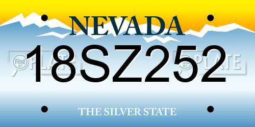 18SZ252 Nevada License Plate