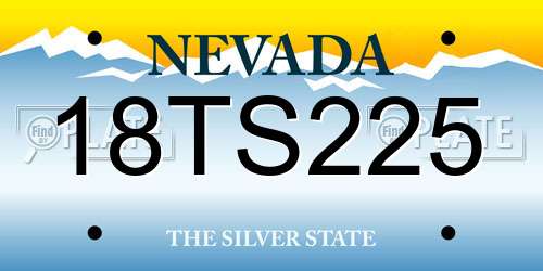 18TS225 Nevada License Plate