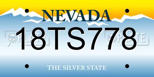 18TS778 Nevada License Plate