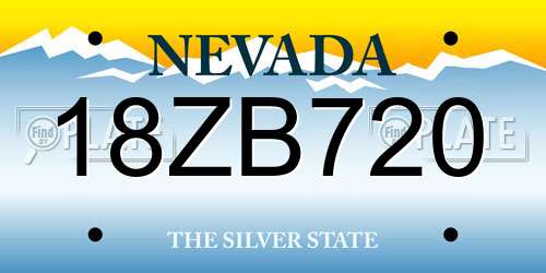 18ZB720 Nevada License Plate