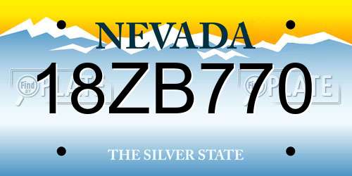 18ZB770 Nevada License Plate