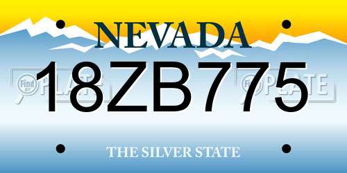 18ZB775 Nevada License Plate