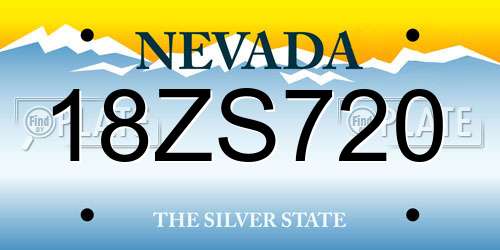 18ZS720 Nevada License Plate