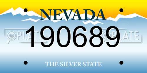 190689 Nevada License Plate