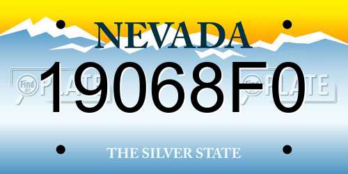 19068F0 Nevada License Plate