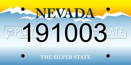 191003 Nevada License Plate