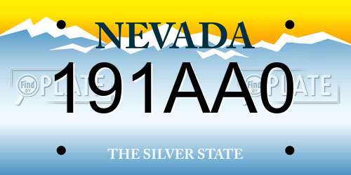 191AA0 Nevada License Plate