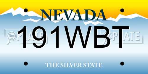 191WBT Nevada License Plate