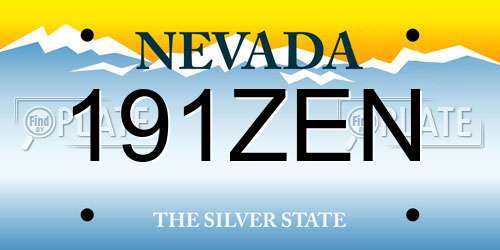 191ZEN Nevada License Plate