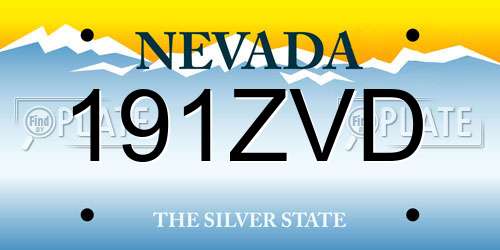 191ZVD Nevada License Plate