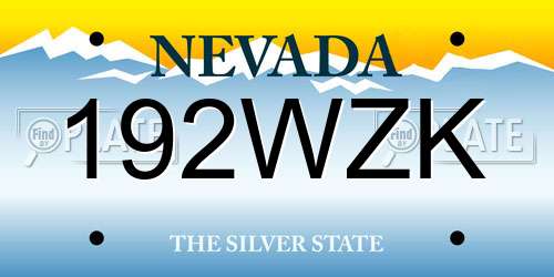 192WZK Nevada License Plate