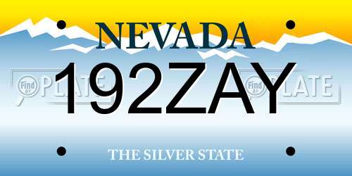 192ZAY Nevada License Plate