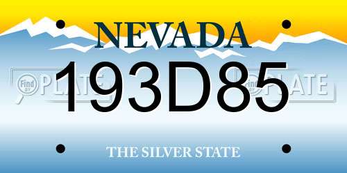 193D85 Nevada License Plate