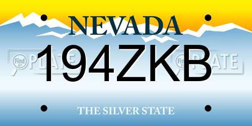 194ZKB Nevada License Plate