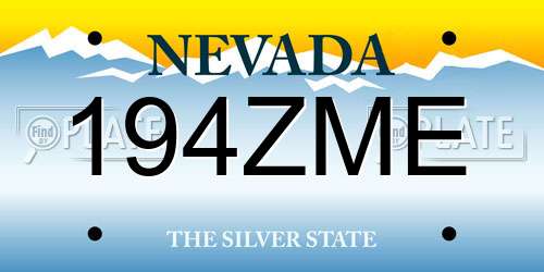 194ZME Nevada License Plate