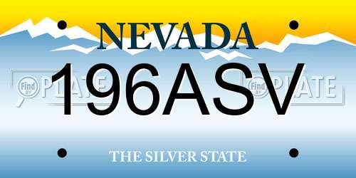 196ASV Nevada License Plate