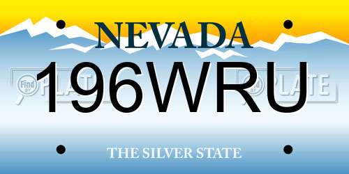 196WRU Nevada License Plate