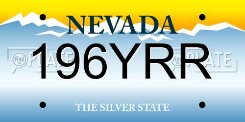 196YRR Nevada License Plate