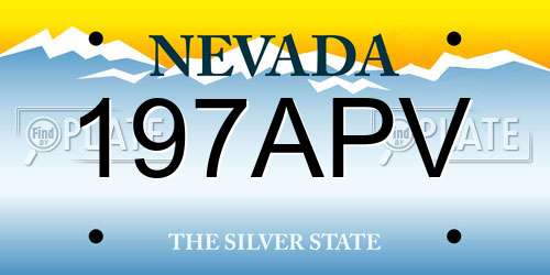 197APV Nevada License Plate