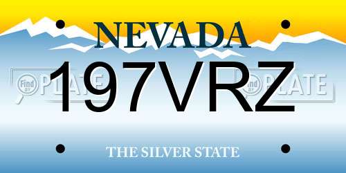 197VRZ Nevada License Plate