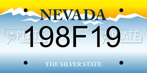 198F19 Nevada License Plate