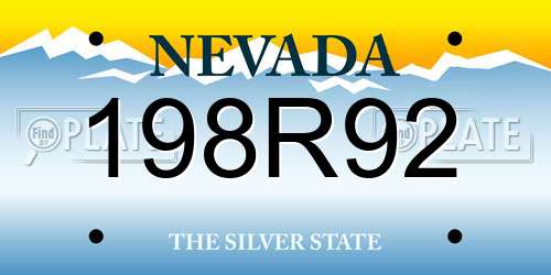 198R92 Nevada License Plate