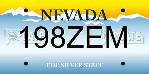 198ZEM Nevada License Plate