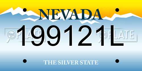 199121L Nevada License Plate