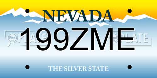 199ZME Nevada License Plate
