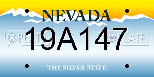 19A147 Nevada License Plate
